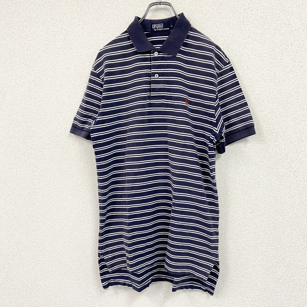 Polo By Ralph Lauren　ポロバイラルフローレン　半袖ポロシャツ　ボーダー柄　紺　ネイビー　Lサイズ