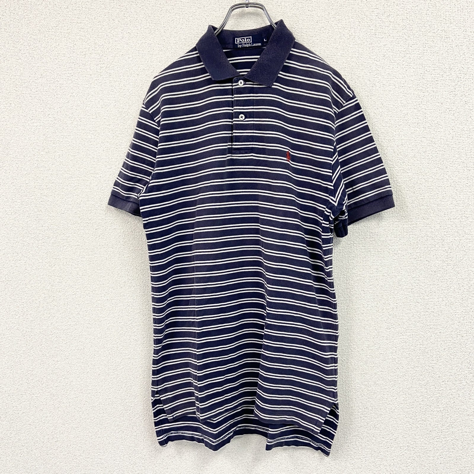 Polo By Ralph Lauren　ポロバイラルフローレン　半袖ポロシャツ　ボーダー柄　紺　ネイビー　Lサイズ
