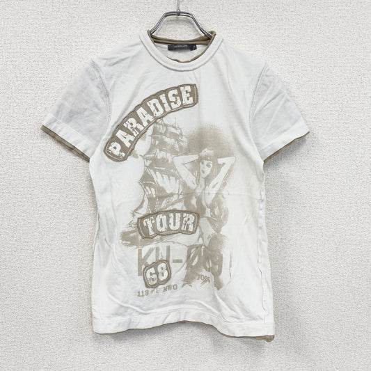 RIVERISLAND　半袖プリントTシャツ　船　英字プリント　PARADISE TOUR　白　ホワイト　Sサイズ