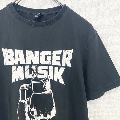 古着 used　半袖音楽プリントTシャツ　黒　ブラック　バンガームジーク　ヒップホップ　クルーネック　レトロデザイン　Sサイズ