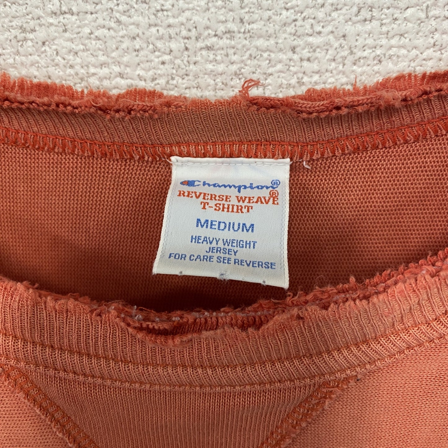 Champion　チャンピオン　リバースウィーブ　長袖Tシャツ/ロンT　前V　フェード　現行　オレンジ　Mサイズ