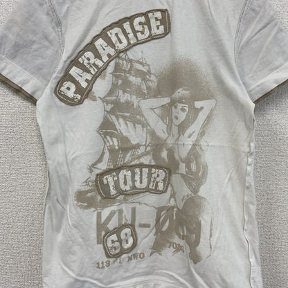 RIVERISLAND　半袖プリントTシャツ　船　英字プリント　PARADISE TOUR　白　ホワイト　Sサイズ