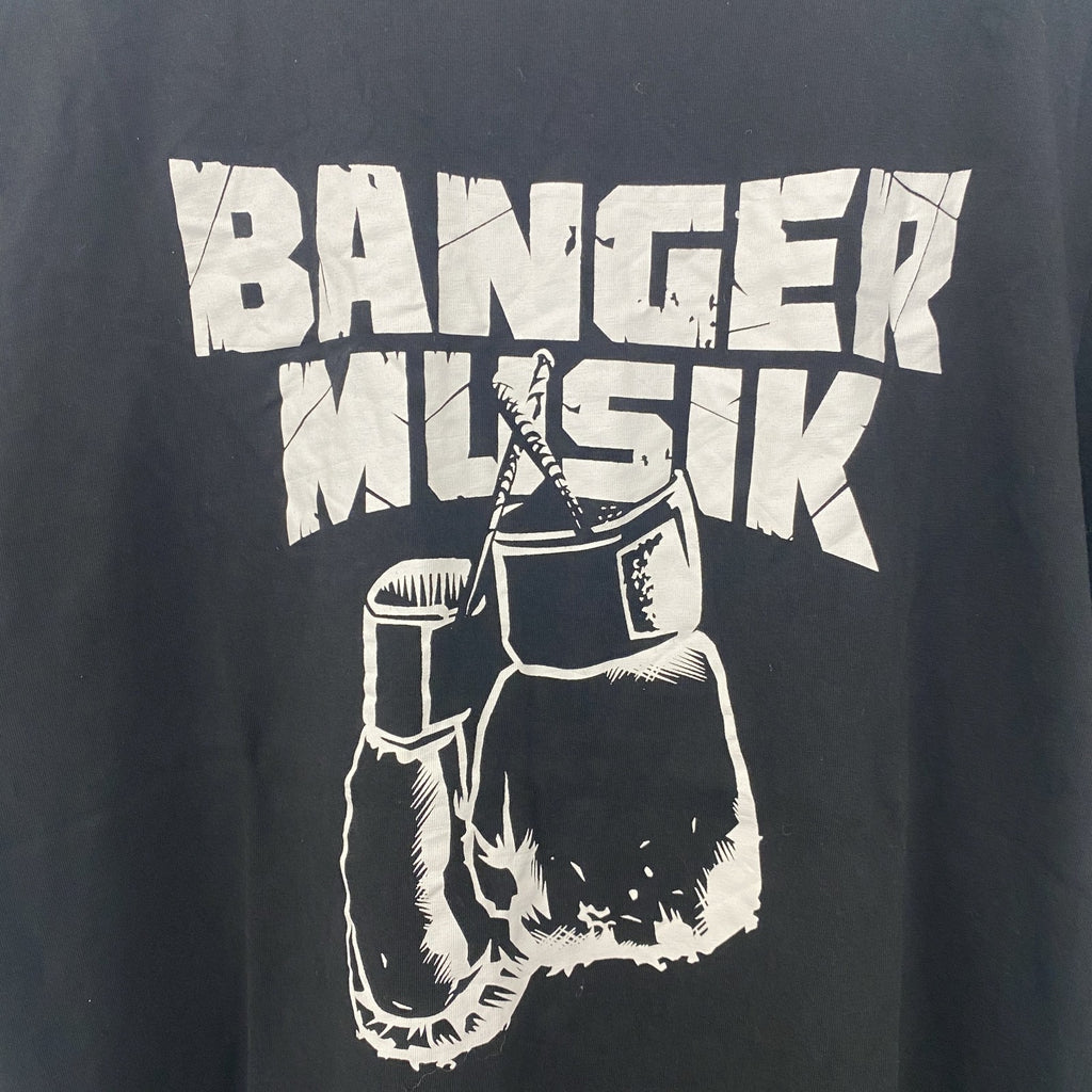 古着 used　半袖音楽プリントTシャツ　黒　ブラック　バンガームジーク　ヒップホップ　クルーネック　レトロデザイン　Sサイズ