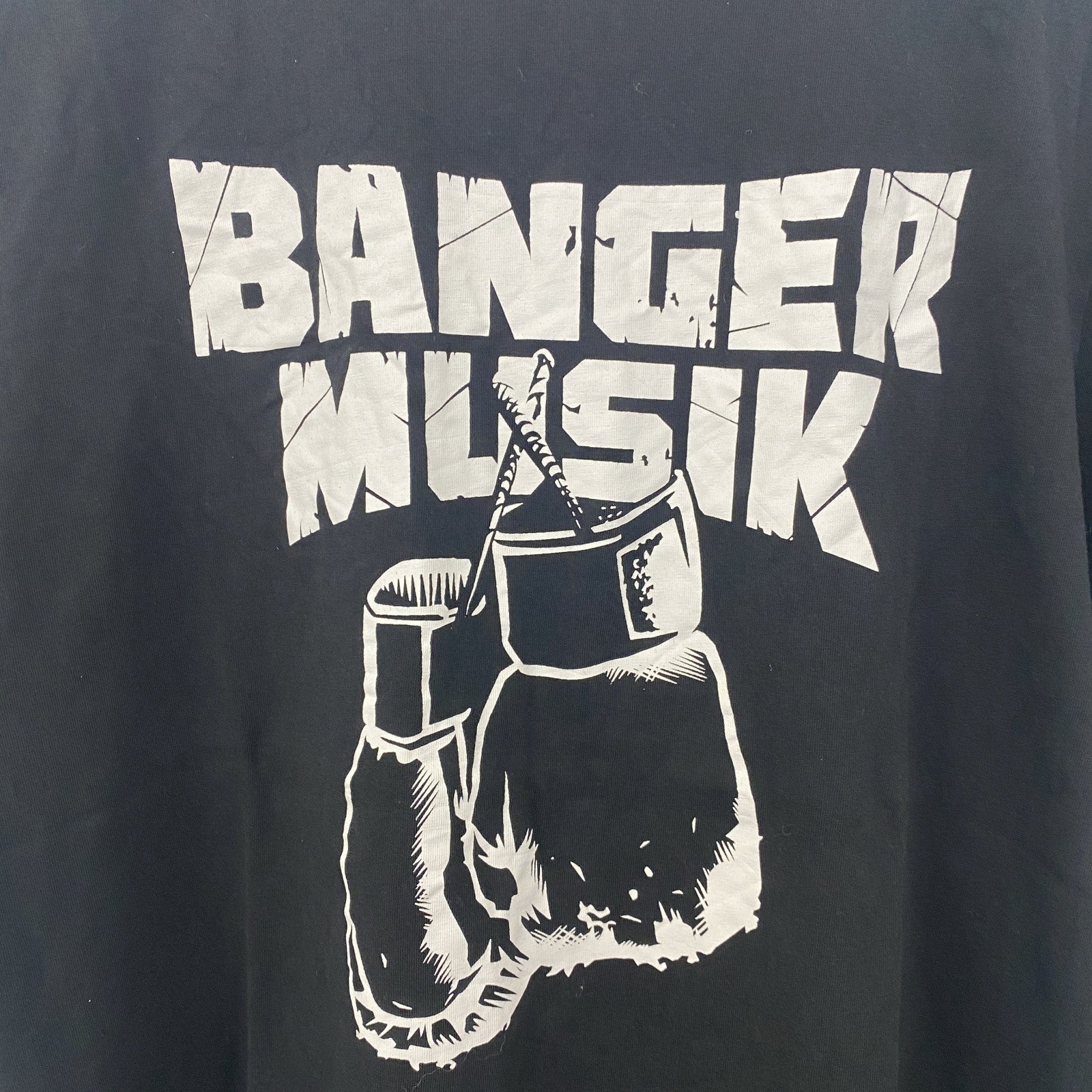 古着 used　半袖音楽プリントTシャツ　黒　ブラック　バンガームジーク　ヒップホップ　クルーネック　レトロデザイン　Sサイズ
