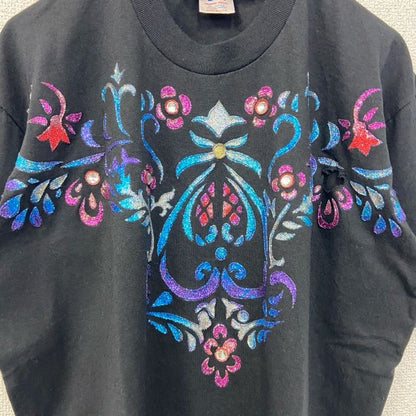 古着 used　90s　半袖プリントTシャツ　ヴィンテージ　シングルステッチ　クルーネック　黒　ブラック　XLサイズ