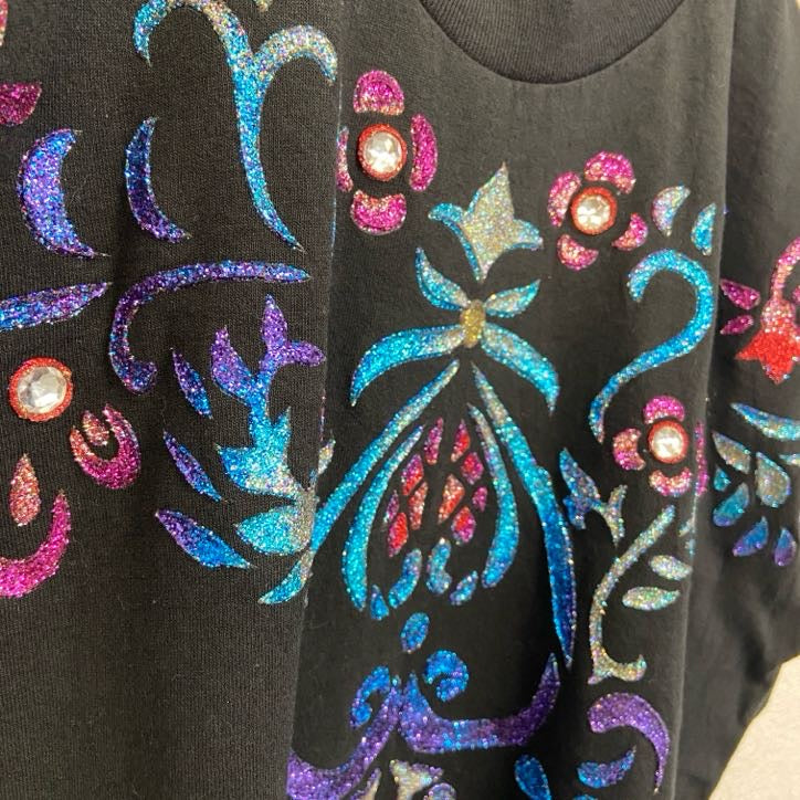 古着 used　90s　半袖プリントTシャツ　ヴィンテージ　シングルステッチ　クルーネック　黒　ブラック　XLサイズ