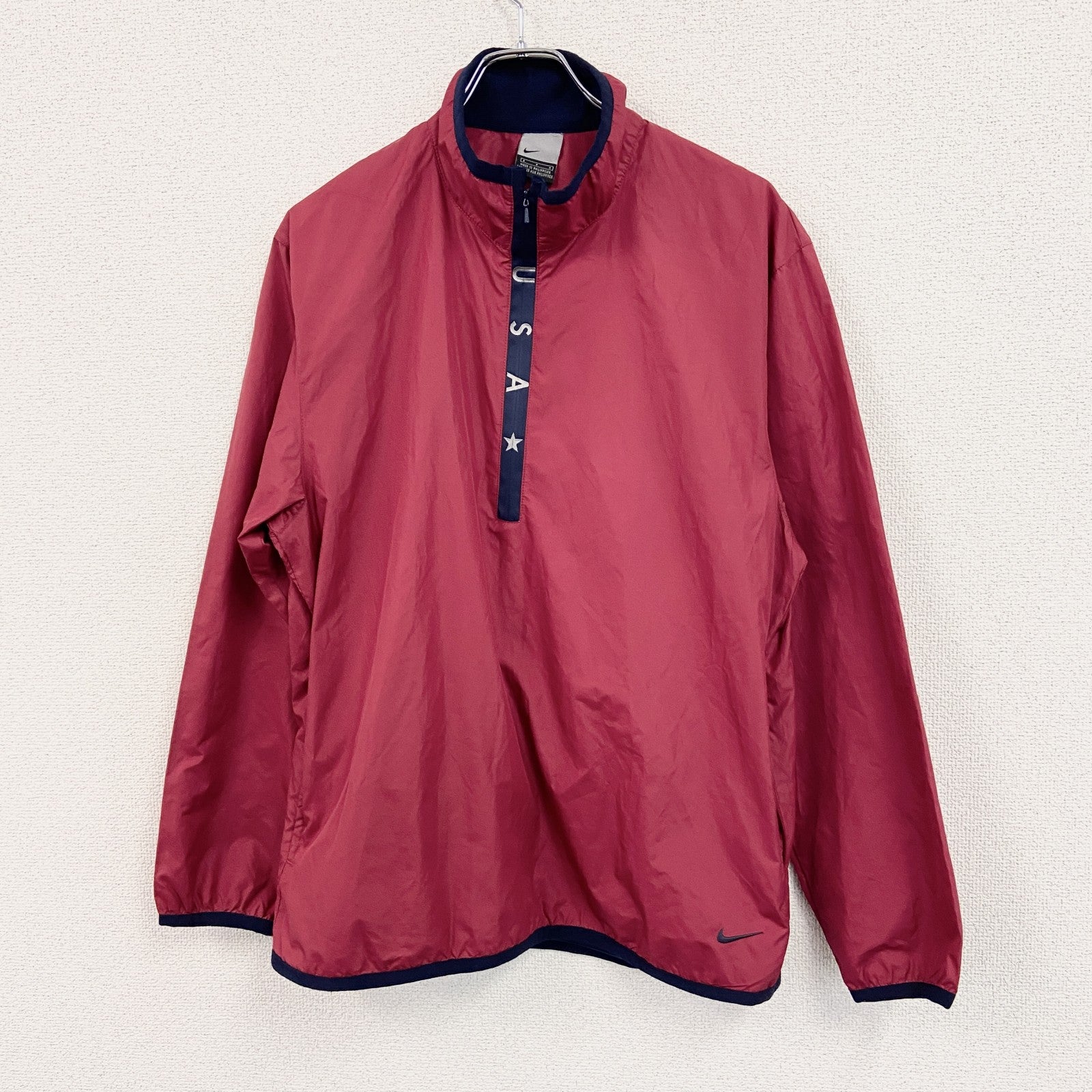 00s　NIKE　ナイキ　ハーフジッププルオーバージャケット　スウッシュ　ヴィンテージ　赤　レッド　Sサイズ