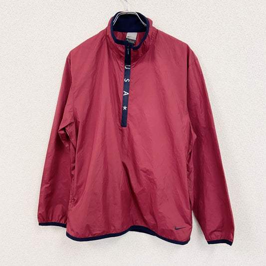 00s　NIKE　ナイキ　ハーフジッププルオーバージャケット　スウッシュ　ヴィンテージ　赤　レッド　Sサイズ