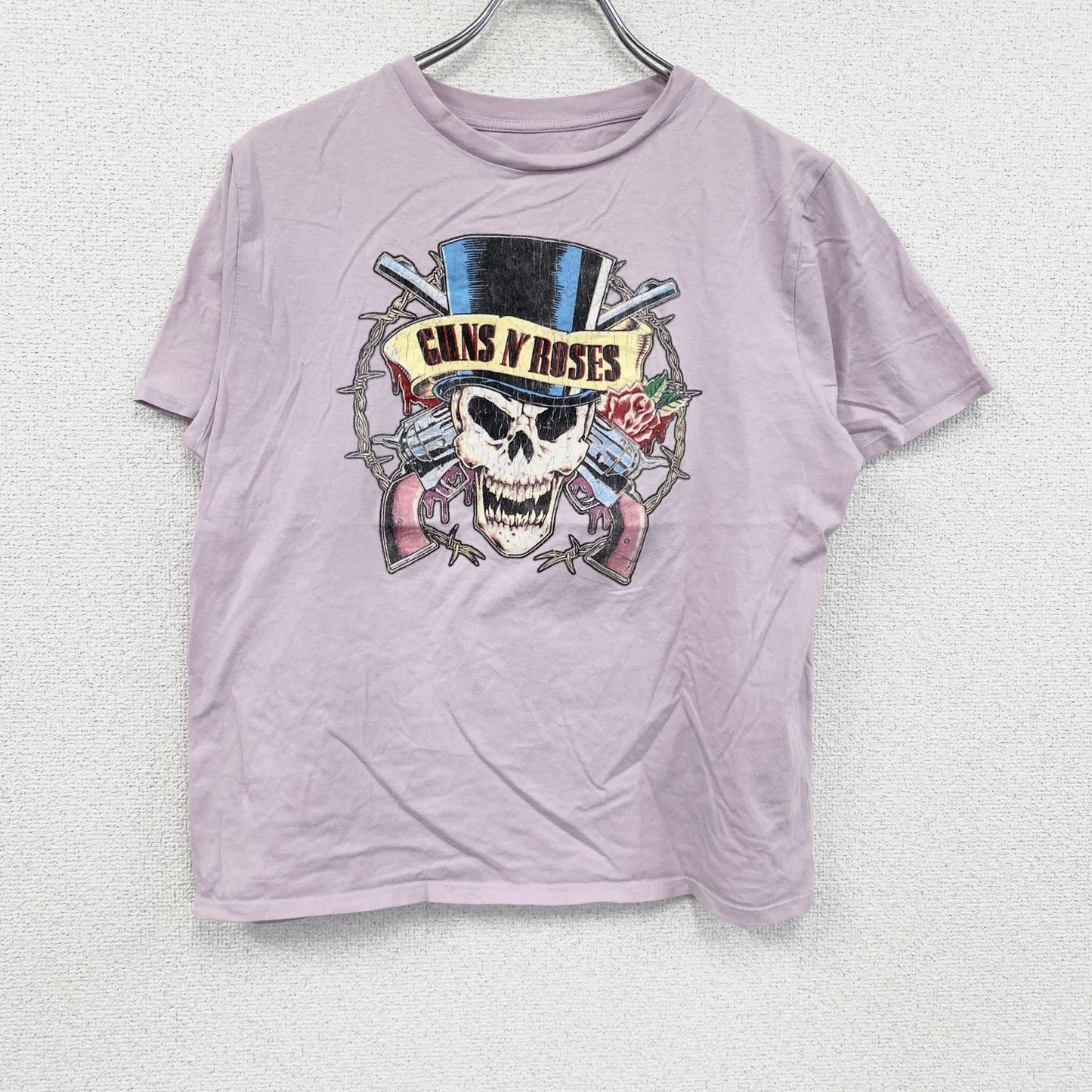 GUNS N ROSES　ガンズ ・アンド・ローゼズ　半袖プリントTシャツ　バンドT　ピンク