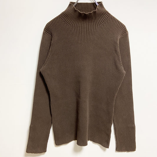 古着 used　GAP　ギャップ　長袖無地ハイネックリブニット　セーター　ノームコア　シンプル　茶色　ブラウン　秋冬服