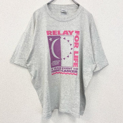 古着 used　90s　Hanes ヘインズ　半袖プリントTシャツ　ヴィンテージ　シングルステッチ　霜降りカラー　XLサイズ