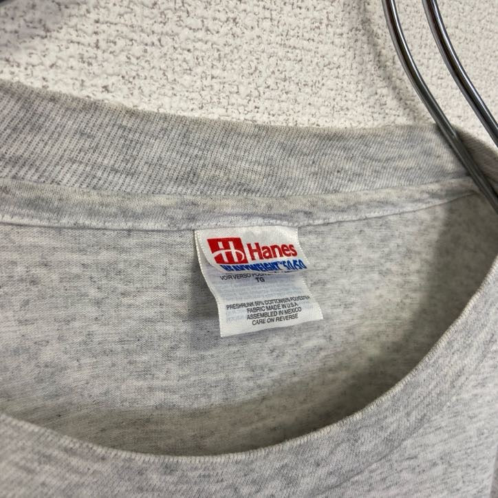 古着 used　90s　Hanes ヘインズ　半袖プリントTシャツ　ヴィンテージ　シングルステッチ　霜降りカラー　XLサイズ