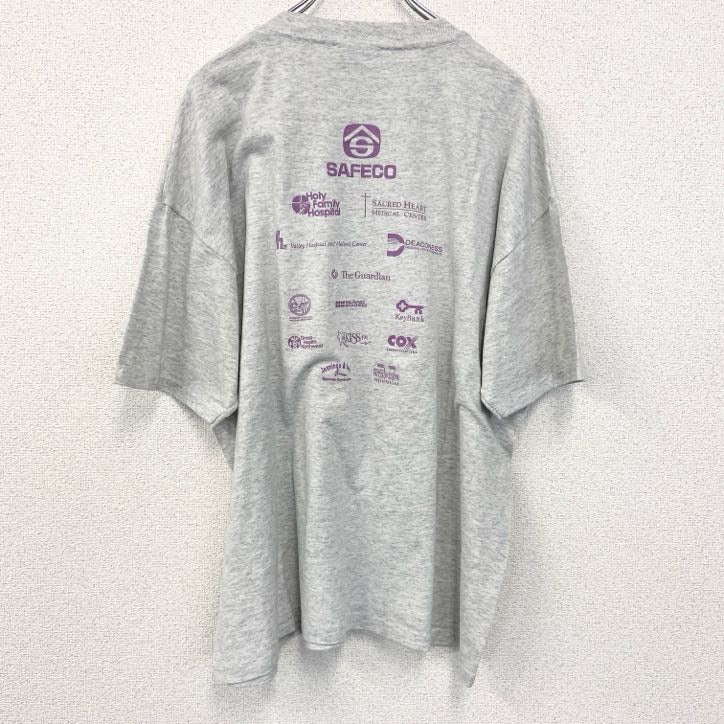 古着 used　90s　Hanes ヘインズ　半袖プリントTシャツ　ヴィンテージ　シングルステッチ　霜降りカラー　XLサイズ