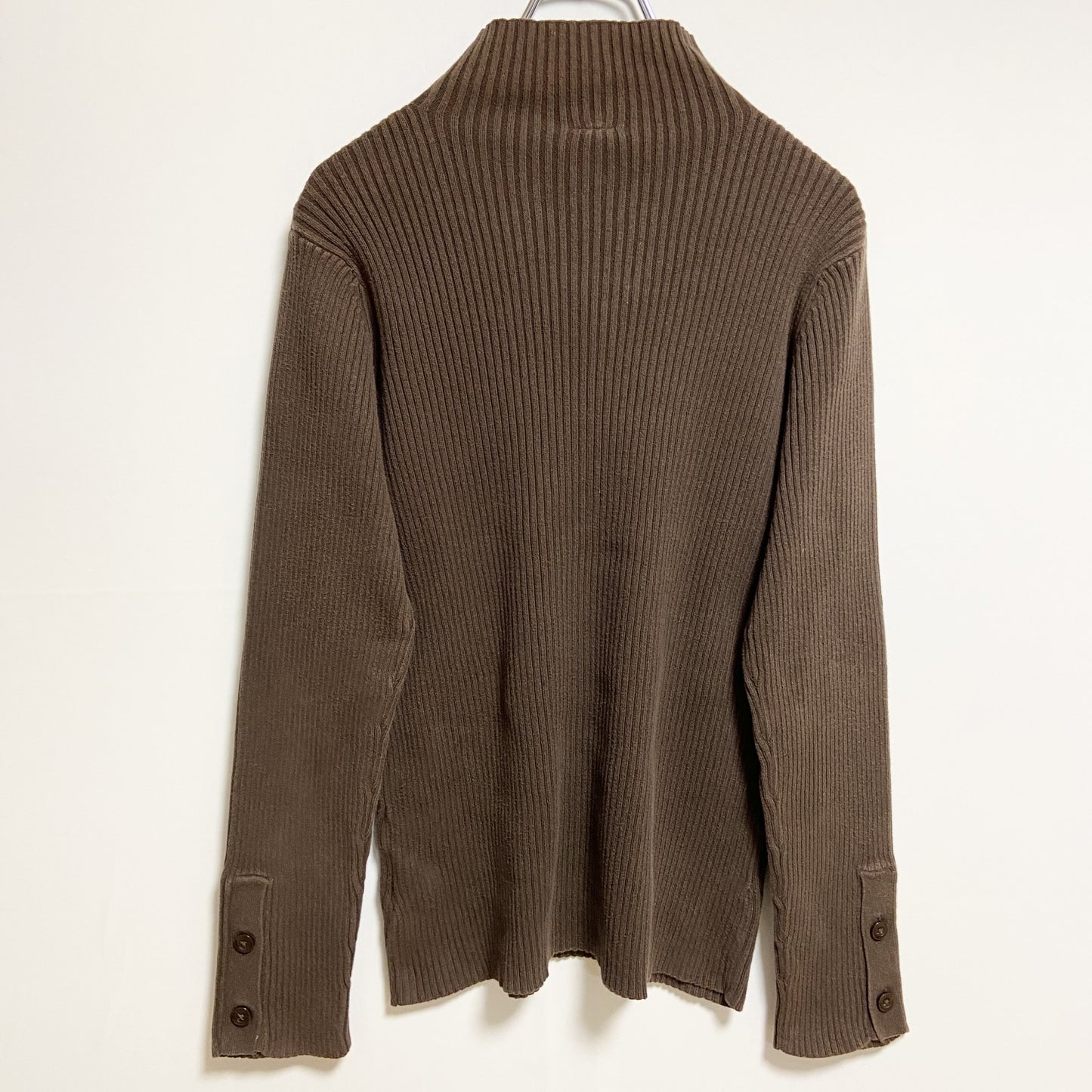 古着 used　GAP　ギャップ　長袖無地ハイネックリブニット　セーター　ノームコア　シンプル　茶色　ブラウン　秋冬服