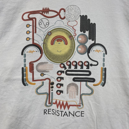 GILDAN　ギルダン　半袖プリントTシャツ　resistance　クルーネック　白　ホワイト　Mサイズ