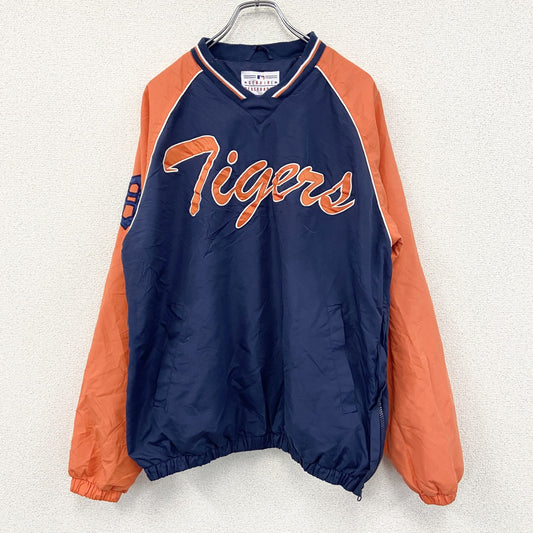 GENUINE MERCHANDISE　MLB　Tigers　タイガース　ナイロンプルオーバー　紺　ネイビー　オレンジ　Mサイズ