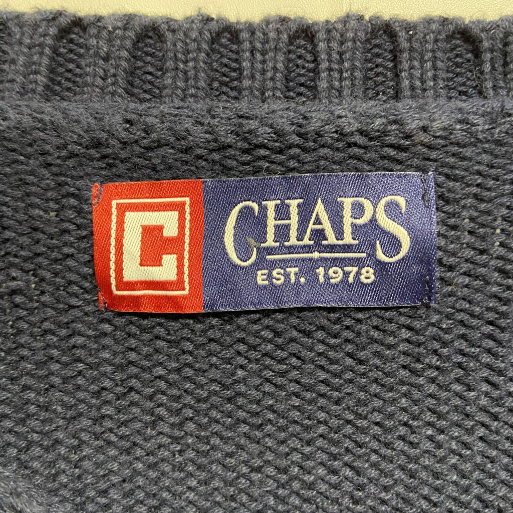 CHAPS　ラルフローレン　クルーネックニットセーター　ワンポイント刺繍　ネイビー　XLサイズ　