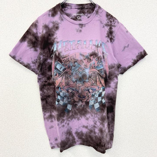 古着 used　METALLICA メタリカ　半袖バンドプリントTシャツ　タイダイ柄　クルーネック　紫　パープル　XLサイズ