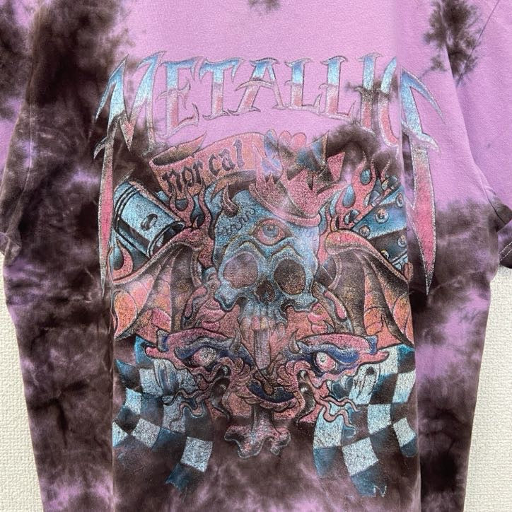 古着 used　METALLICA メタリカ　半袖バンドプリントTシャツ　タイダイ柄　クルーネック　紫　パープル　XLサイズ