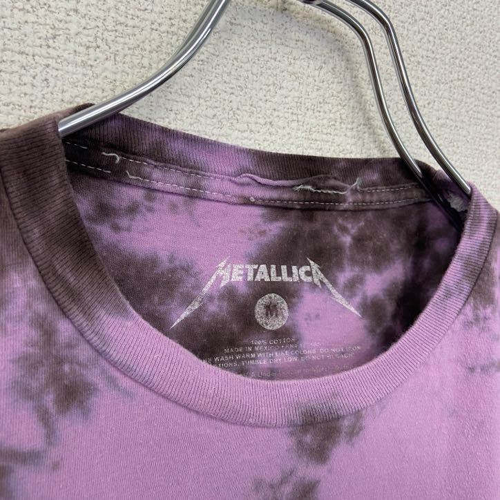 古着 used　METALLICA メタリカ　半袖バンドプリントTシャツ　タイダイ柄　クルーネック　紫　パープル　XLサイズ