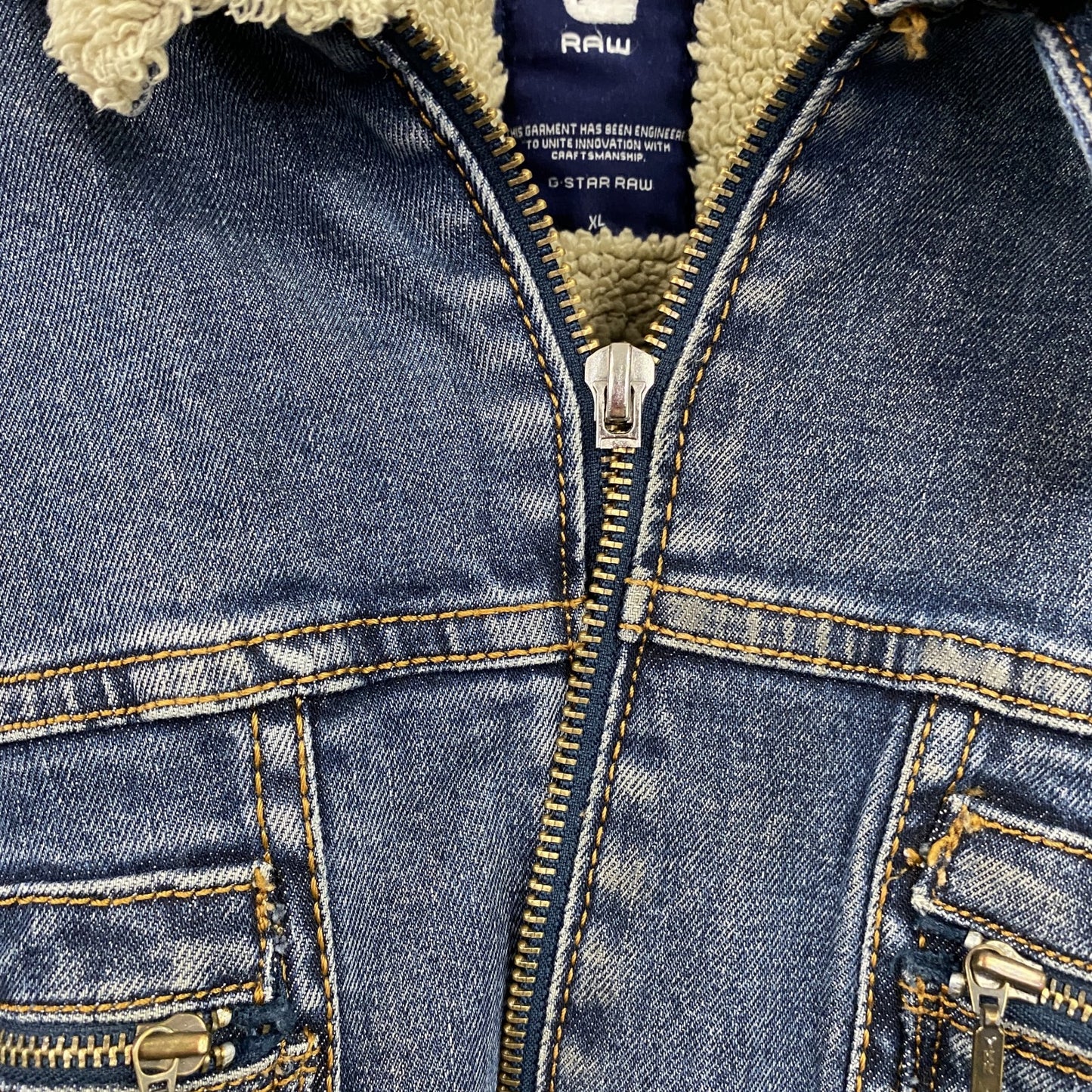 G-STAR RAW　ジースターロゥ　デニムジャケット/Gジャン　ボアライナー　インディゴ　XLサイズ