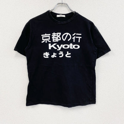 OSJIA　半袖プリントTシャツ　スーベニア　京都　両面プリント　3連プリント　黒　ブラック