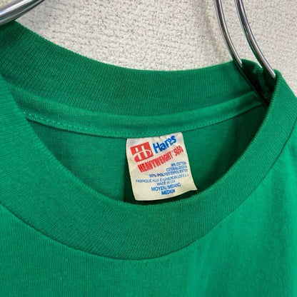 古着 used　90s　Hanes ヘインズ　半袖プリントTシャツ　クルーネック　ヴィンテージ　シングルステッチ　緑　XLサイズ