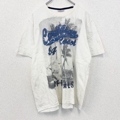 古着 used　半袖プリントTシャツ　白　ホワイト　カリビアンコースト　サーフィン　海岸　レトロデザイン　XLサイズ