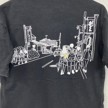 OSJIA　半袖プリントTシャツ　スーベニア　京都　両面プリント　3連プリント　黒　ブラック