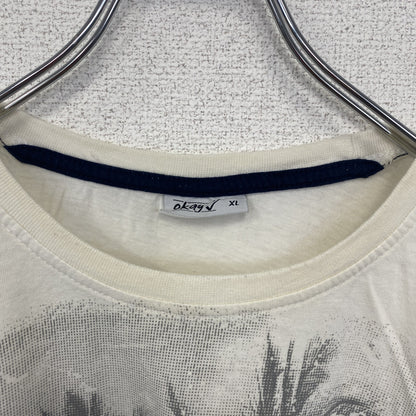 古着 used　半袖プリントTシャツ　白　ホワイト　カリビアンコースト　サーフィン　海岸　レトロデザイン　XLサイズ