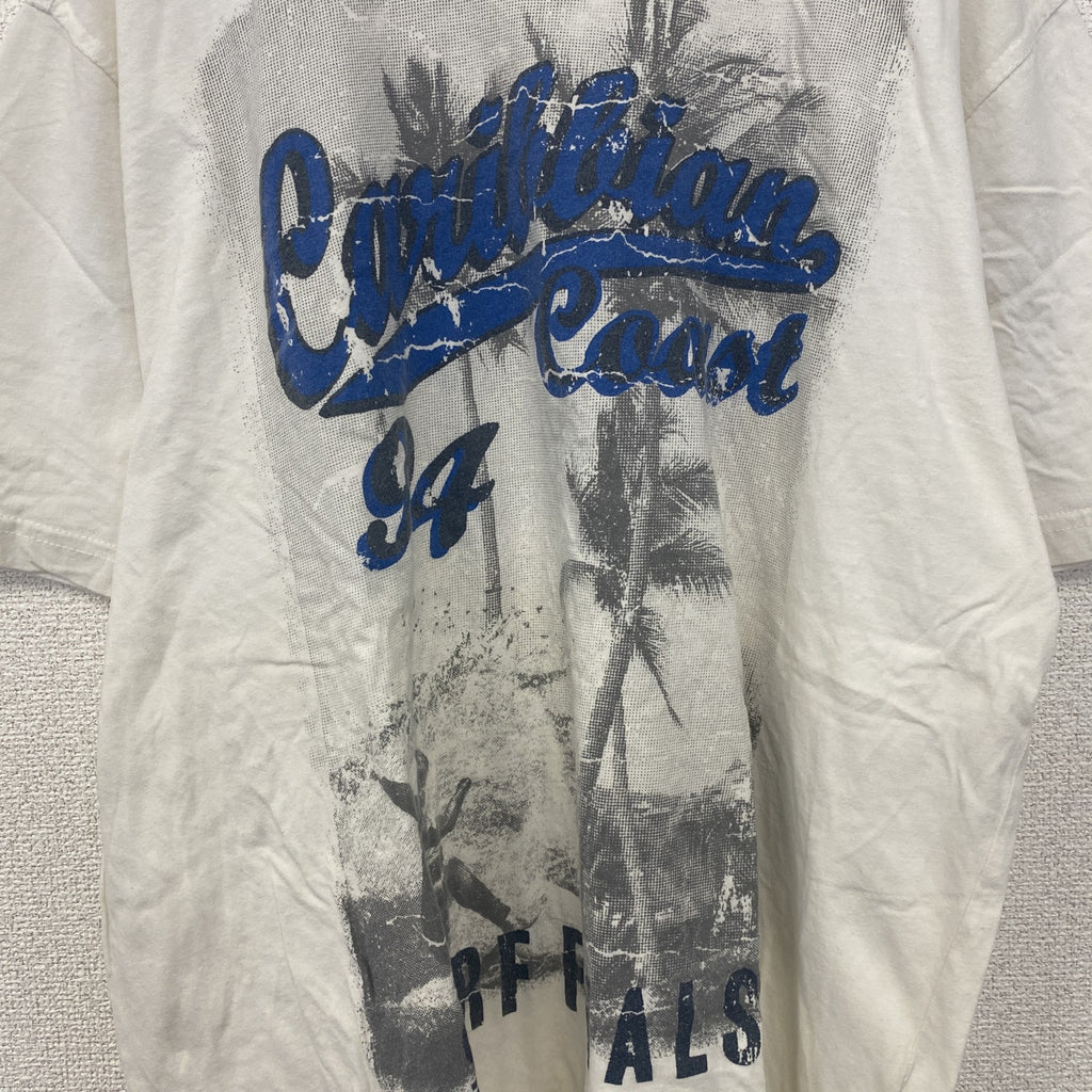 古着 used　半袖プリントTシャツ　白　ホワイト　カリビアンコースト　サーフィン　海岸　レトロデザイン　XLサイズ