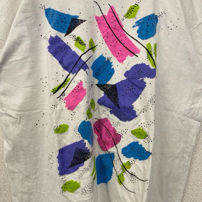 90s　半袖プリントTシャツ　クルーネック　シングルステッチ　ヴィンテージ　白　ホワイト　XLサイズ