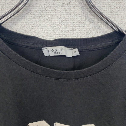 古着 used　半袖アニマルプリントTシャツ　黒　ブラック　虎柄　トラ柄　クルーネック　レトロデザイン　Mサイズ
