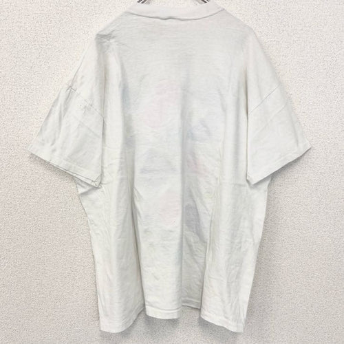 90s　半袖プリントTシャツ　クルーネック　シングルステッチ　ヴィンテージ　白　ホワイト　XLサイズ