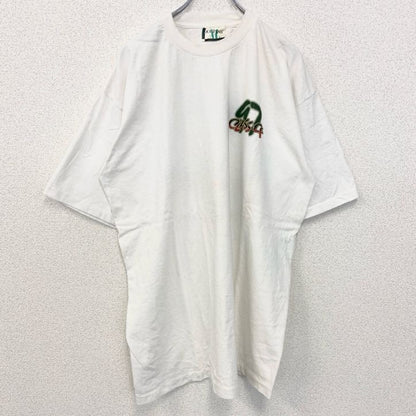 古着 used　90s　半袖プリントTシャツ　クルーネック　ヴィンテージ　シングルステッチ　白　ホワイト　ワンポイント　XLサイズ