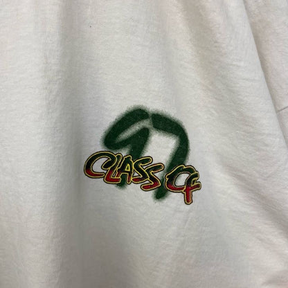 古着 used　90s　半袖プリントTシャツ　クルーネック　ヴィンテージ　シングルステッチ　白　ホワイト　ワンポイント　XLサイズ