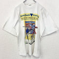 古着 used　90s　半袖プリントTシャツ　クルーネック　ヴィンテージ　シングルステッチ　白　ホワイト　自転車　XLサイズ
