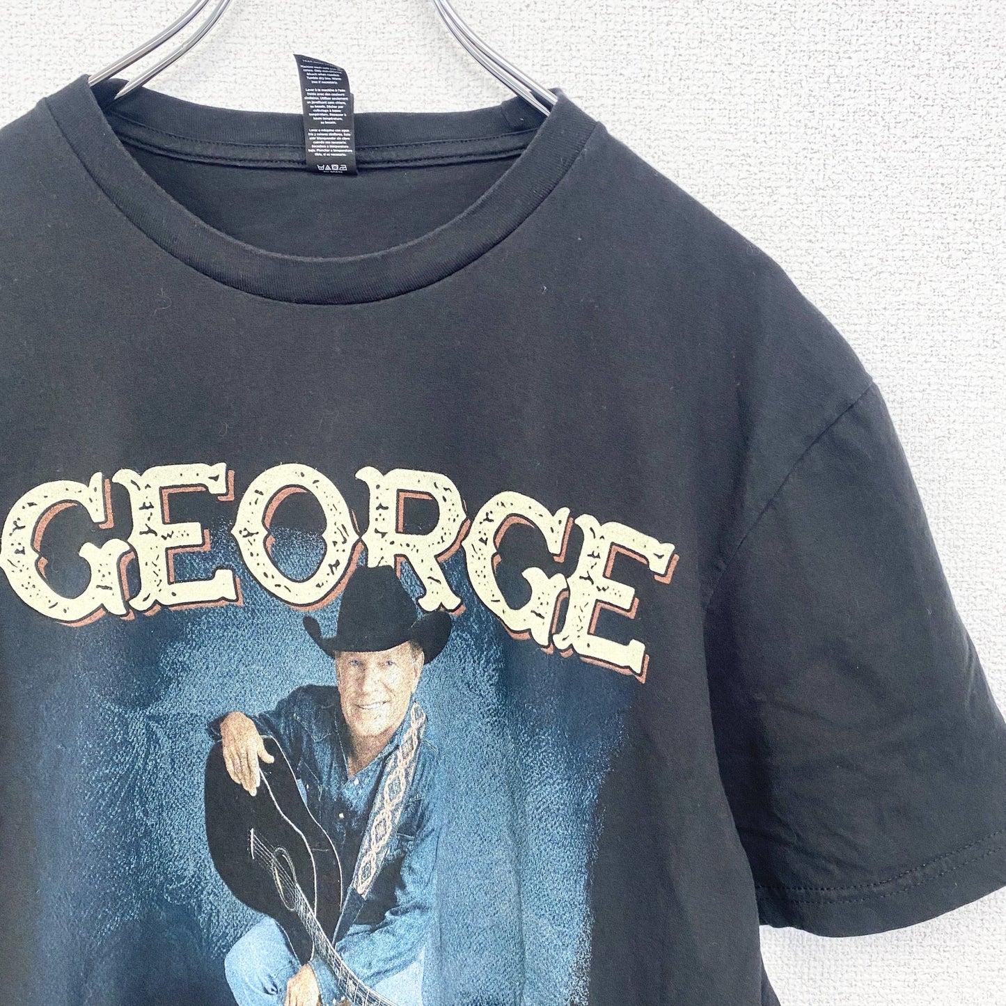 古着 used　ジョージストレイト　半袖プリントTシャツ　音楽　カントリー　クルーネック　黒　ブラック　Lサイズ