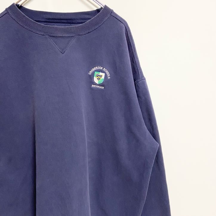 ～90s　GEAR FOR SPORTS　スウェット/トレーナー　ワンポイント刺繡　学校　ネイビー　XLサイズ