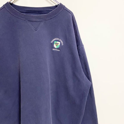 ～90s　GEAR FOR SPORTS　スウェット/トレーナー　ワンポイント刺繡　学校　ネイビー　XLサイズ