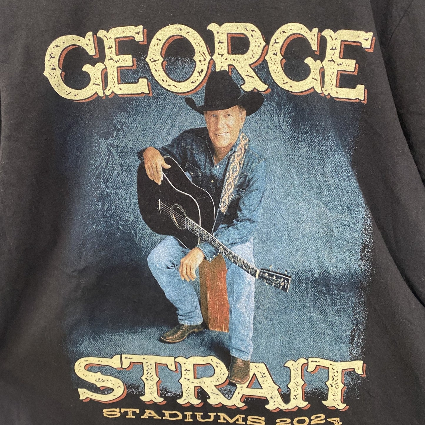 古着 used　ジョージストレイト　半袖プリントTシャツ　音楽　カントリー　クルーネック　黒　ブラック　Lサイズ