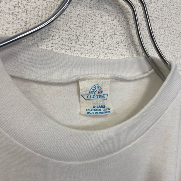 古着 used　90s　半袖プリントTシャツ　クルーネック　ヴィンテージ　シングルステッチ　白　ホワイト　自転車　XLサイズ