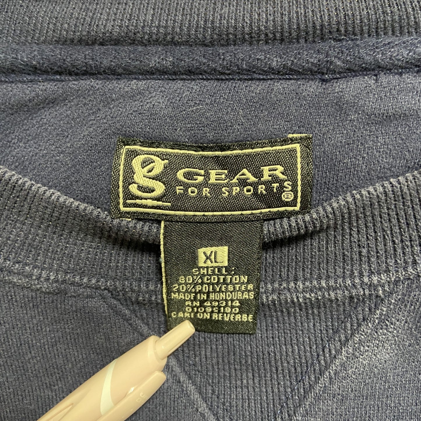 ～90s　GEAR FOR SPORTS　スウェット/トレーナー　ワンポイント刺繡　学校　ネイビー　XLサイズ