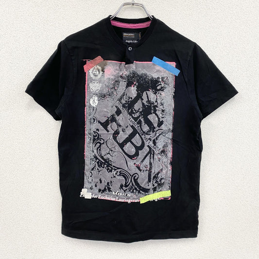 Angelo Litrico　半袖プリントTシャツ　黒　ブラック