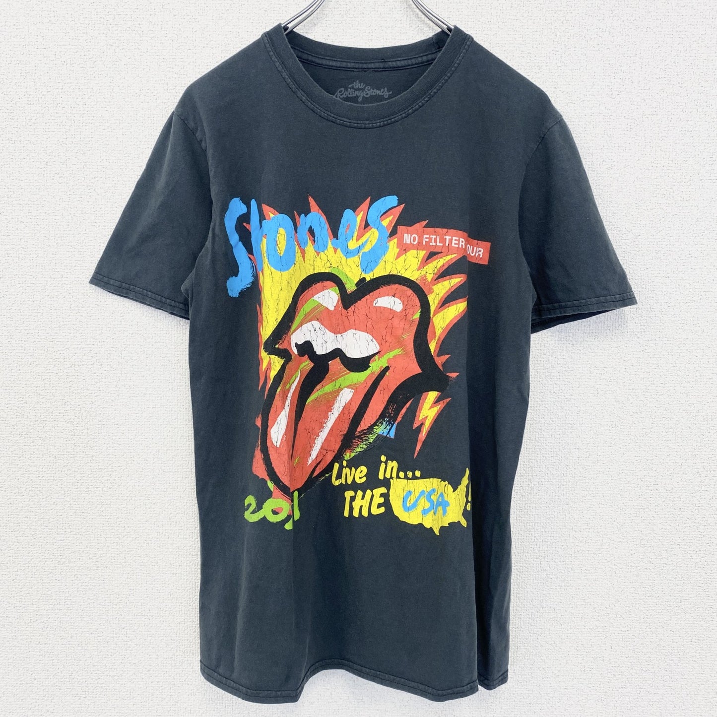 古着 used　半袖バンドプリントTシャツ バンT　音楽　ローリングストーンズ　レトロデザイン　クルーネック　Sサイズ