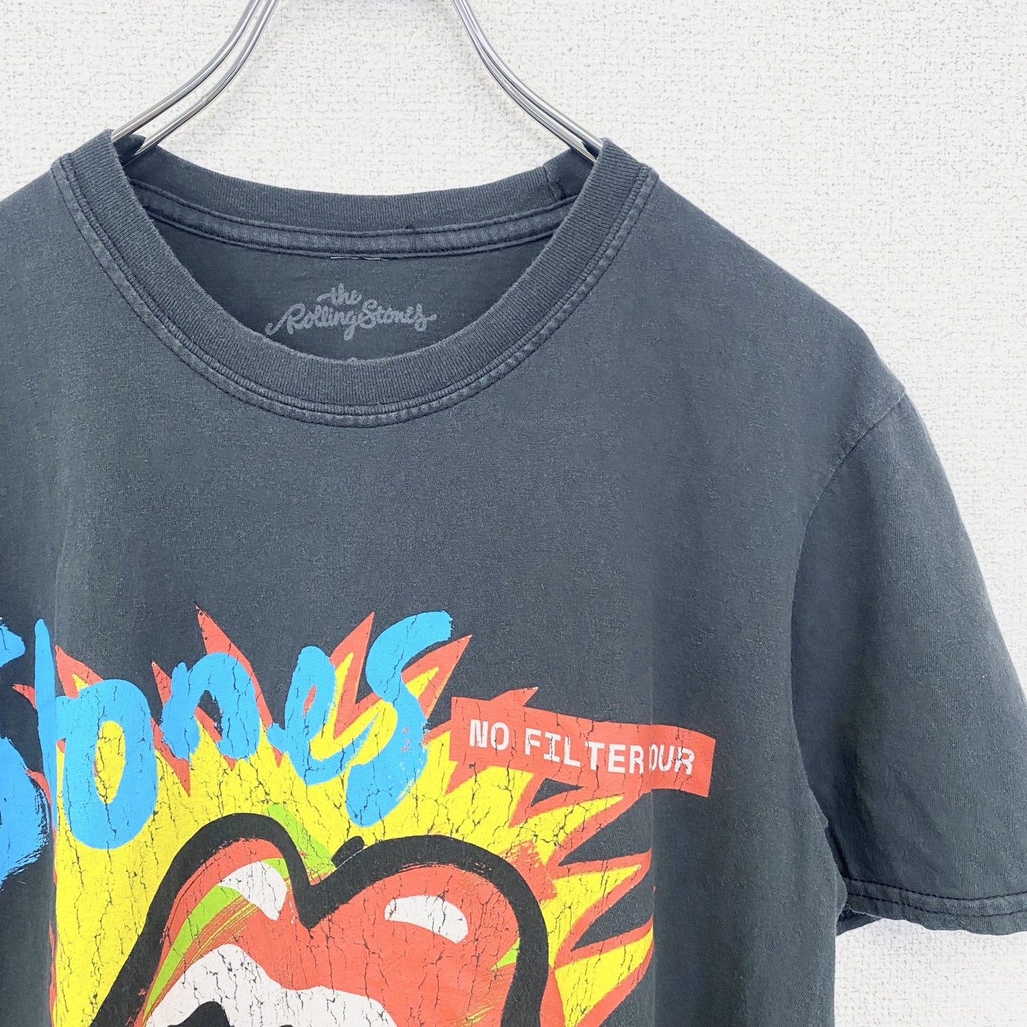 古着 used　半袖バンドプリントTシャツ バンT　音楽　ローリングストーンズ　レトロデザイン　クルーネック　Sサイズ