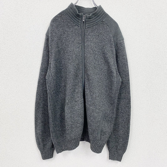 Calvin Klein　カルバンクライン　ドライバーズニット　フルジップコットンニットジャケット　ダブルジップ　グレー　XLサイズ