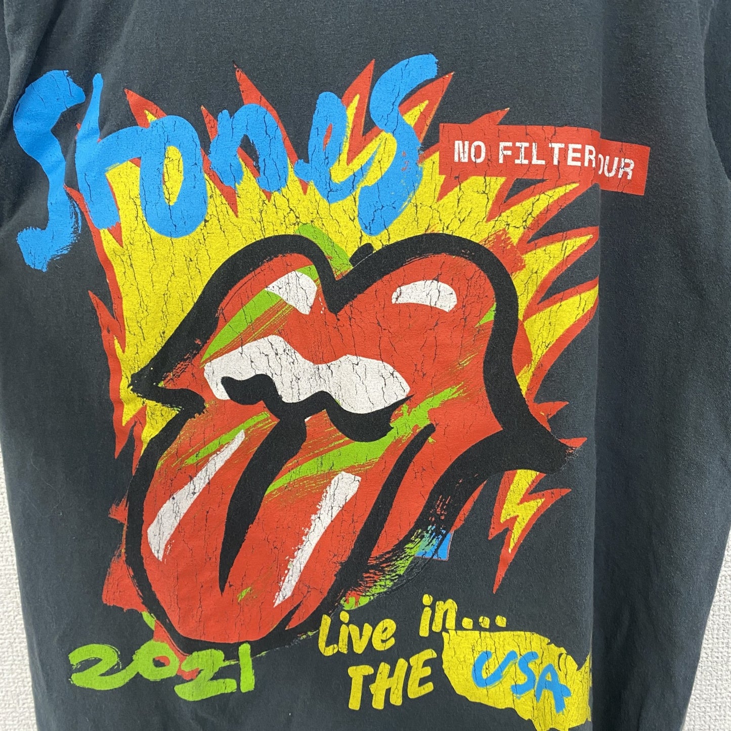 古着 used　半袖バンドプリントTシャツ バンT　音楽　ローリングストーンズ　レトロデザイン　クルーネック　Sサイズ