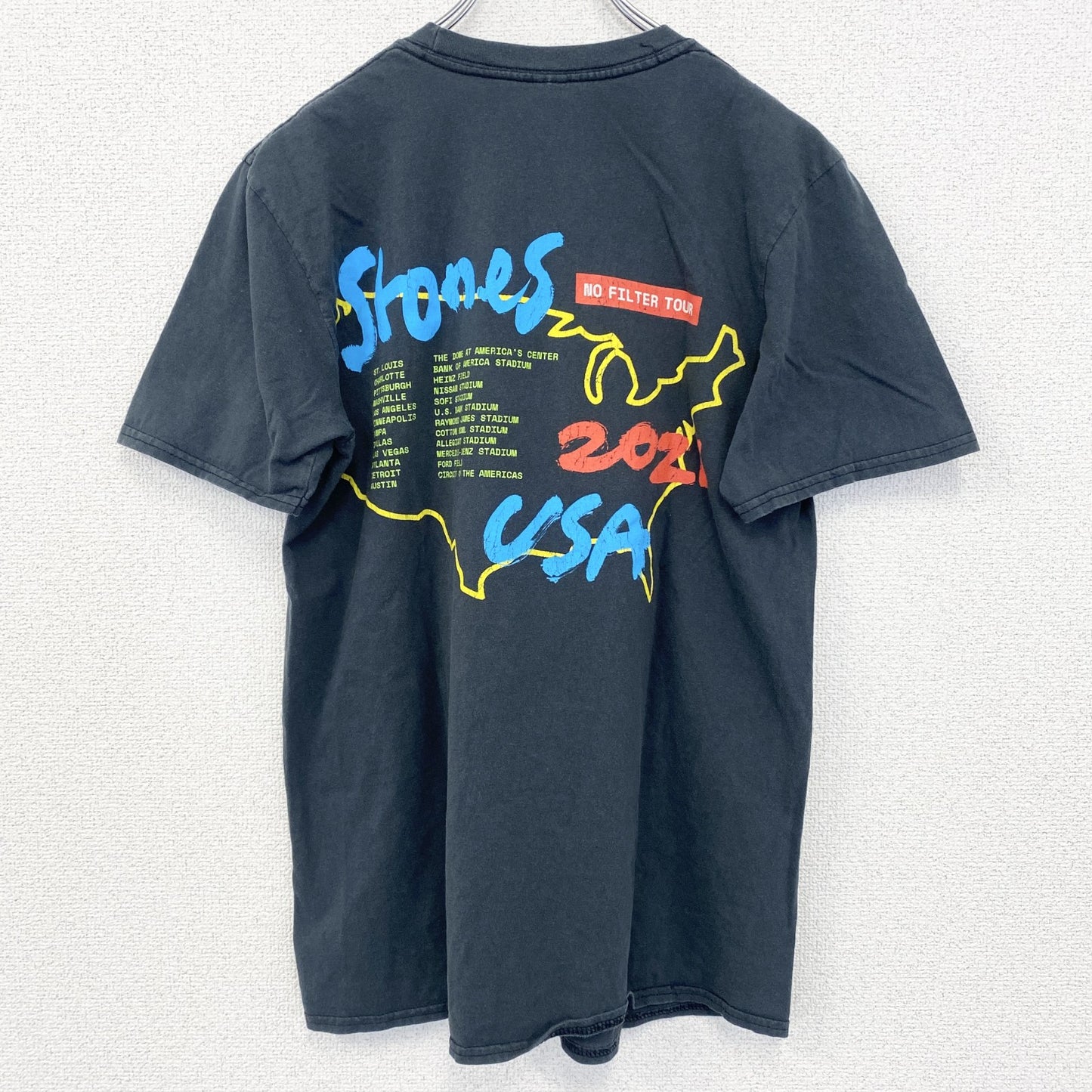 古着 used　半袖バンドプリントTシャツ バンT　音楽　ローリングストーンズ　レトロデザイン　クルーネック　Sサイズ