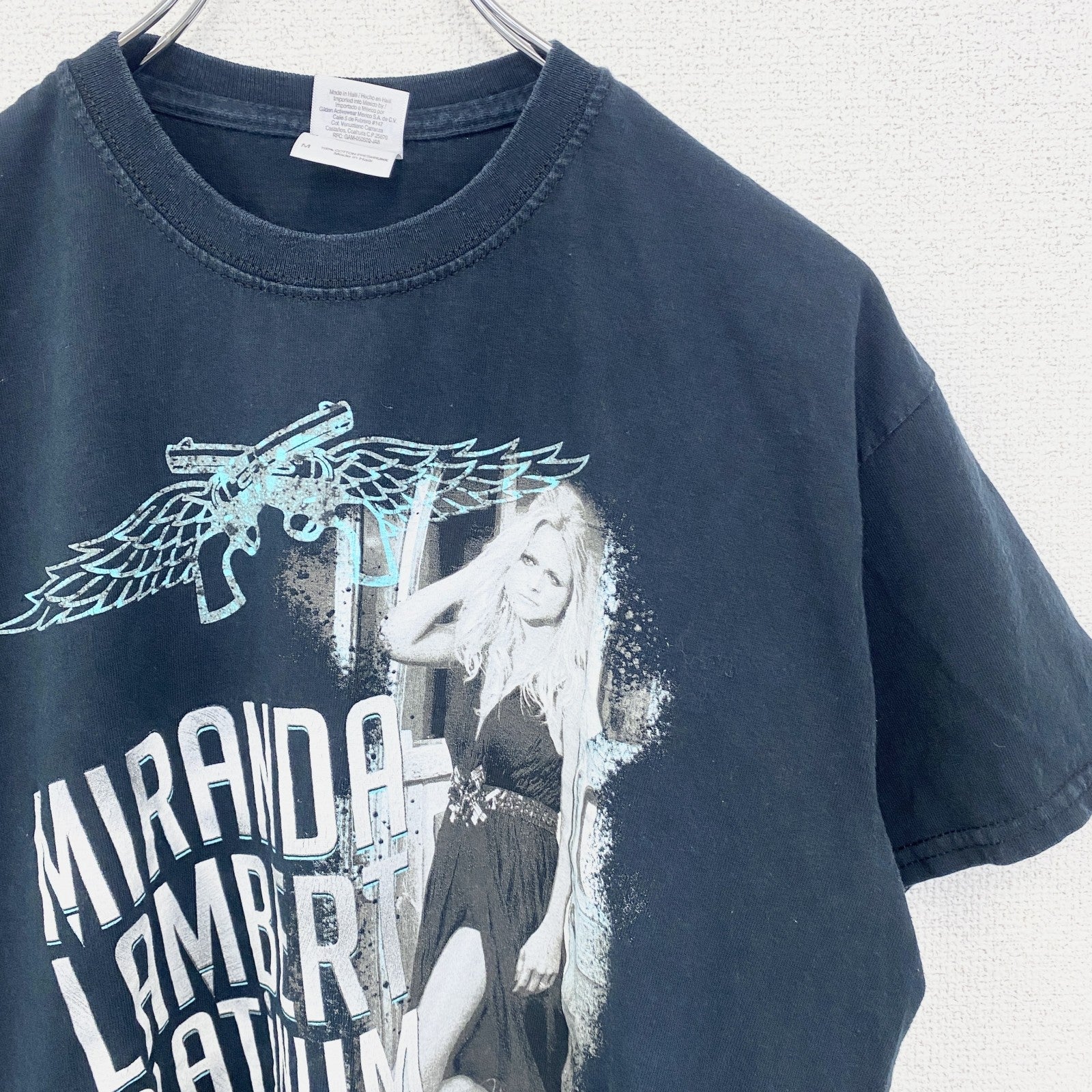 古着 used　GILDAN　半袖プリントTシャツ　音楽　ミランダランバード　レトロデザイン　クルーネック　Mサイズ